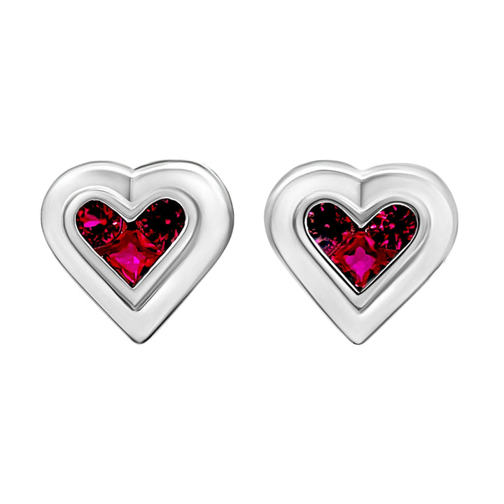 Ruby Heart Studs