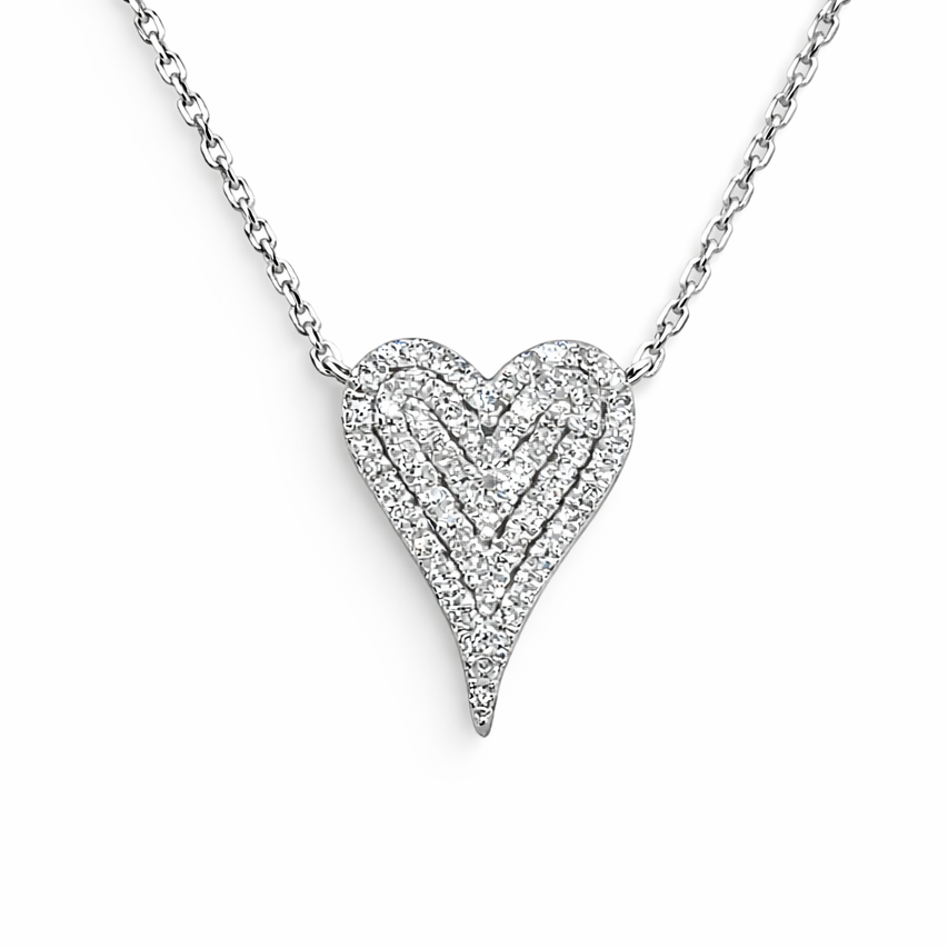 Pave Elongated diamond heart necklace