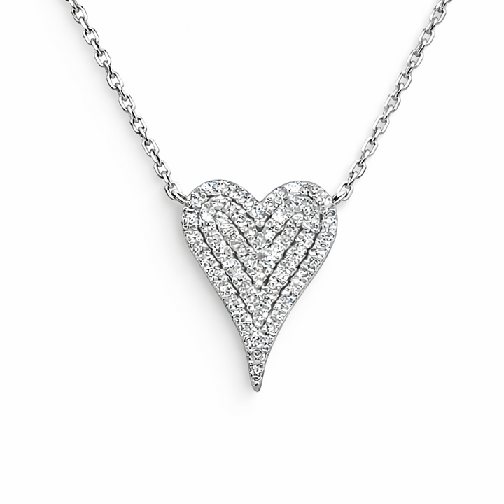 Pave Elongated diamond heart necklace