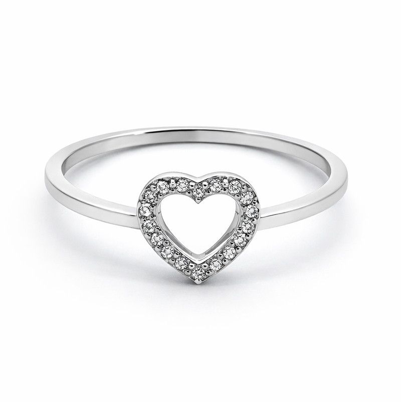 Open Design Diamond Heart Ring