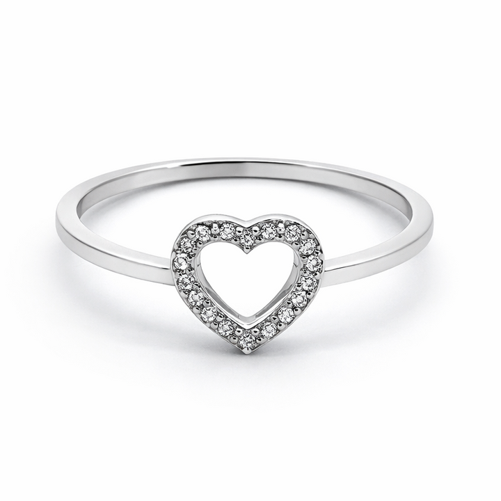Open Design Diamond Heart Ring