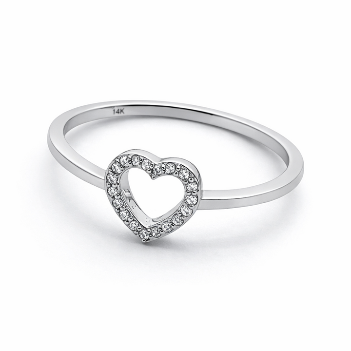 Open Design Diamond Heart Ring