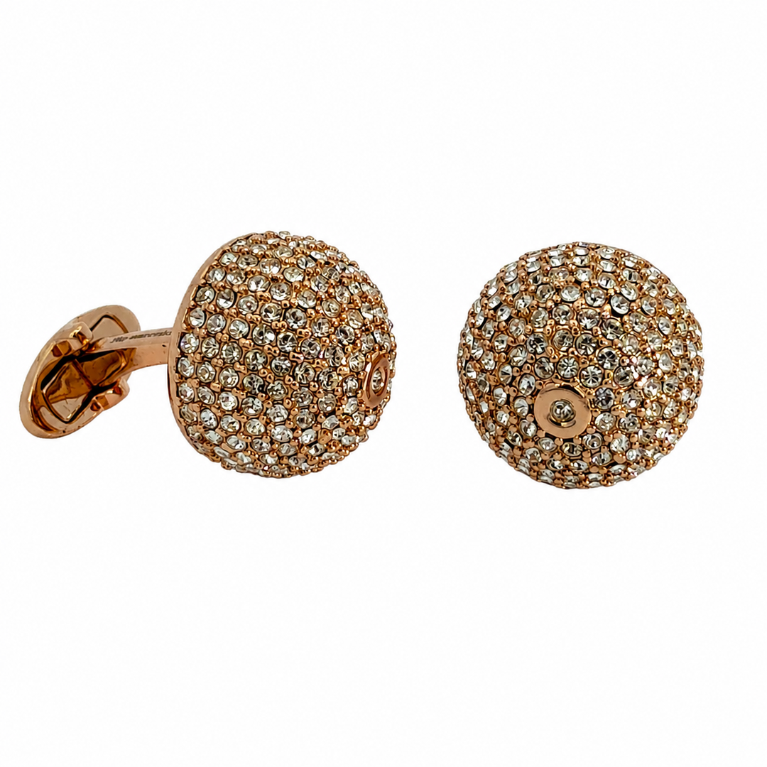 Rounded Ball Cufflinks With Swarovski Crystals