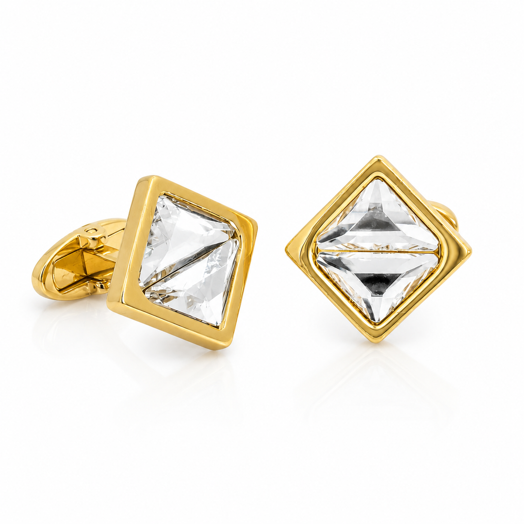 Clear Swarovski Rhombus Crystal Cufflinks