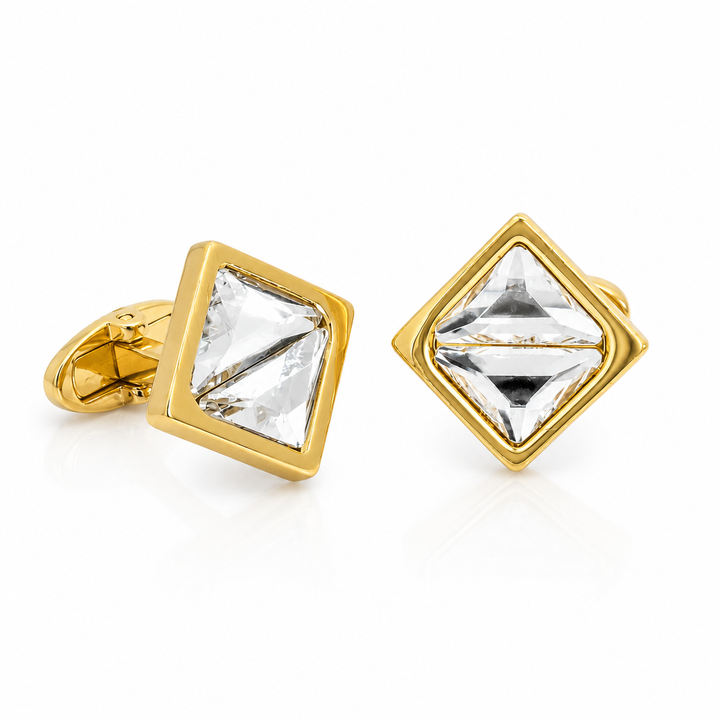 Clear Swarovski Rhombus Crystal Cufflinks