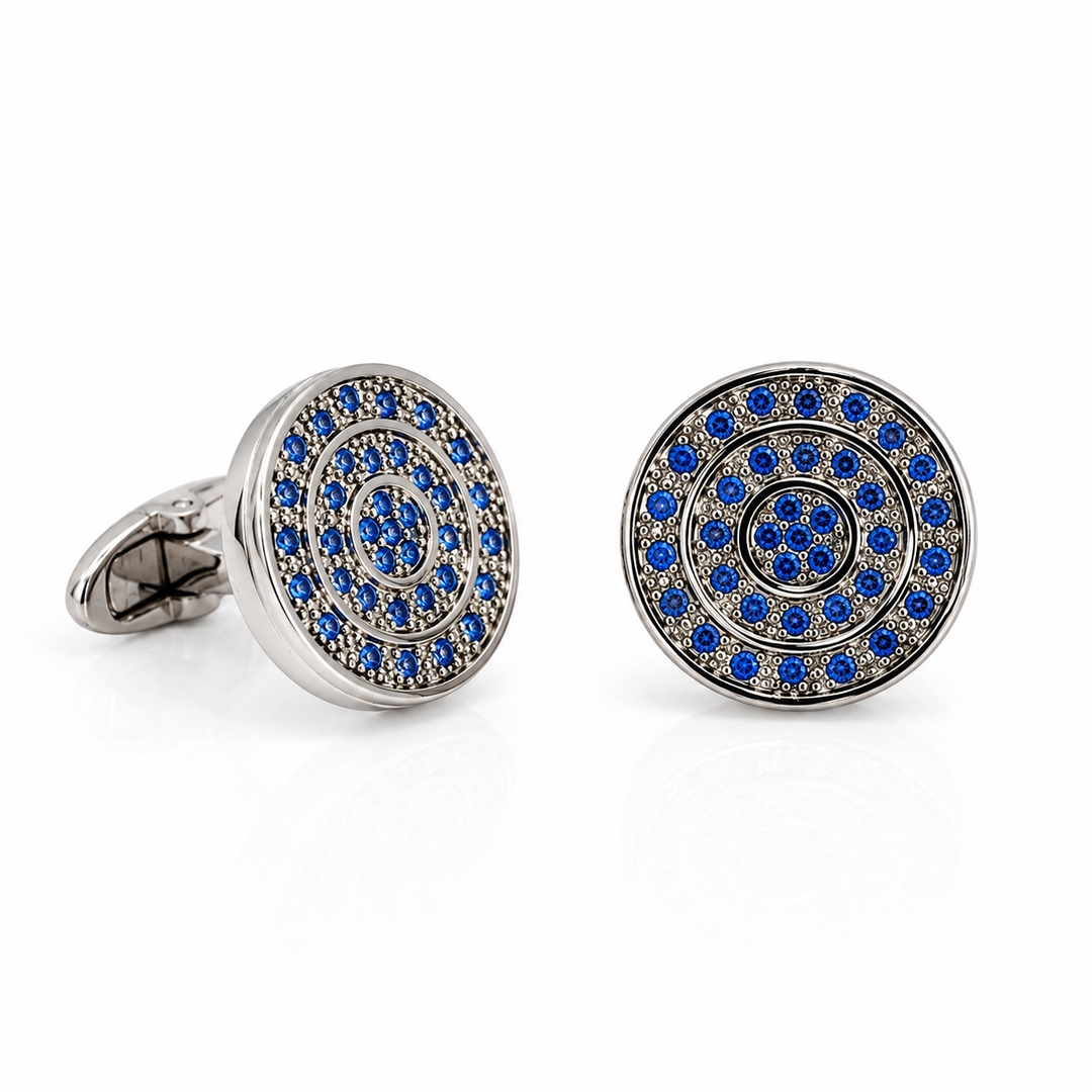 Sapphire Swarovski Diamond Crystal Cufflinks Palladium Plated