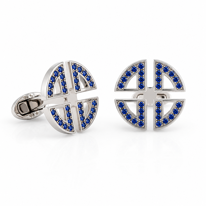 Sapphire Swarovski Crystal Stars Cufflinks Palladium Plated