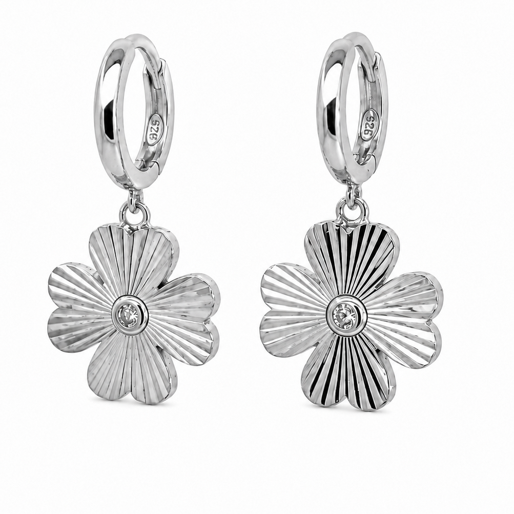 Textured flower drop earrings