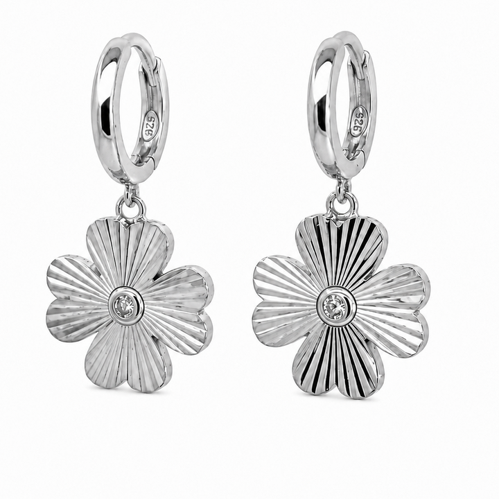 Textured flower drop earrings