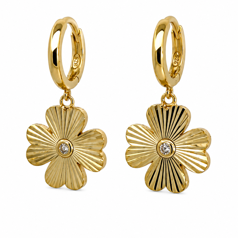 Textured flower drop earrings