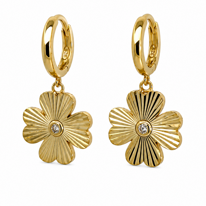 Textured flower drop earrings