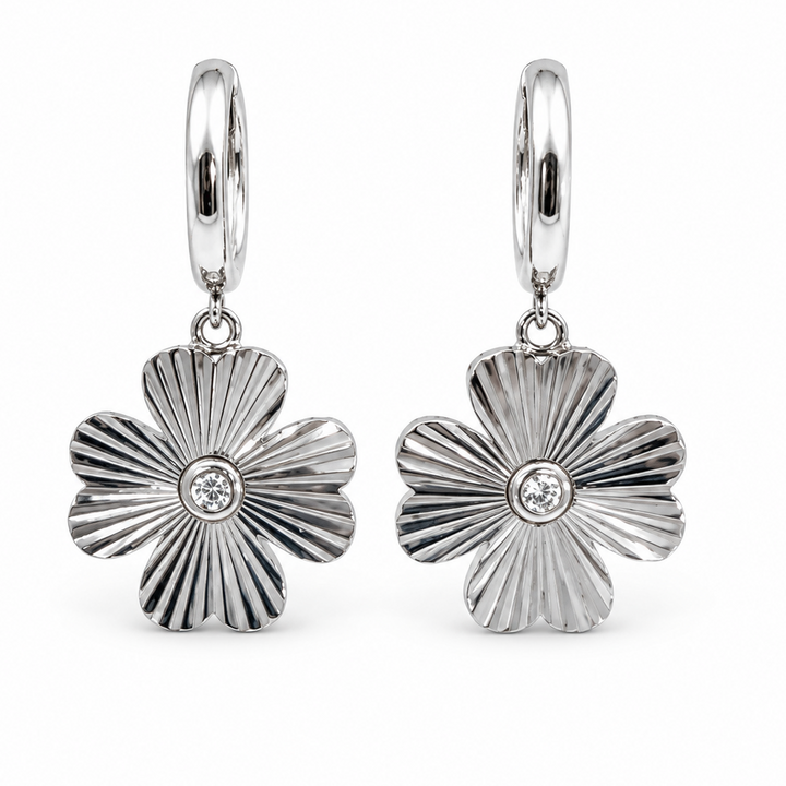 Textured flower drop earrings