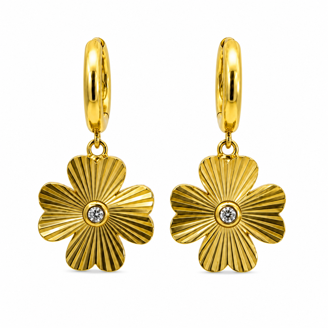 Textured flower drop earrings