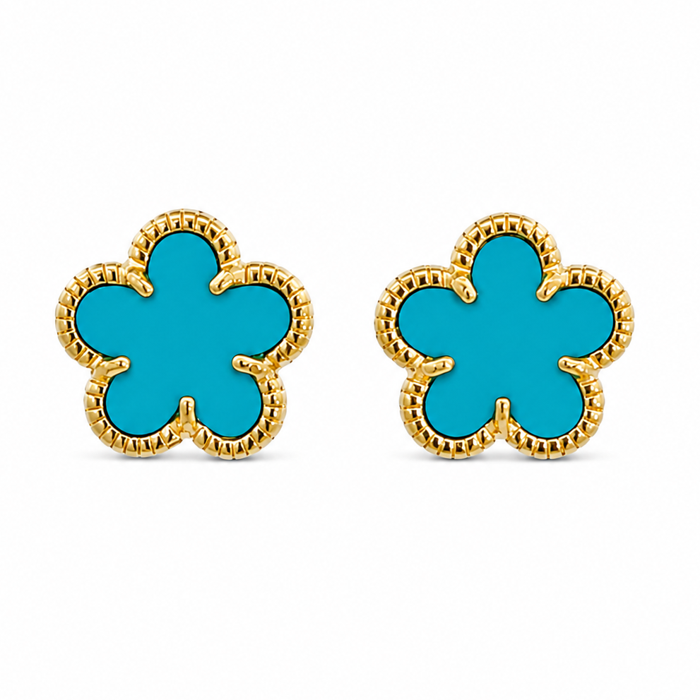 Turquoise Flower Studs (medium)
