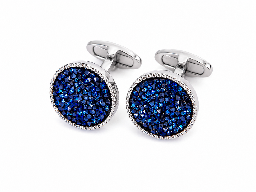 Textured Edge Cufflinks With Crushed Swarovski Crystals