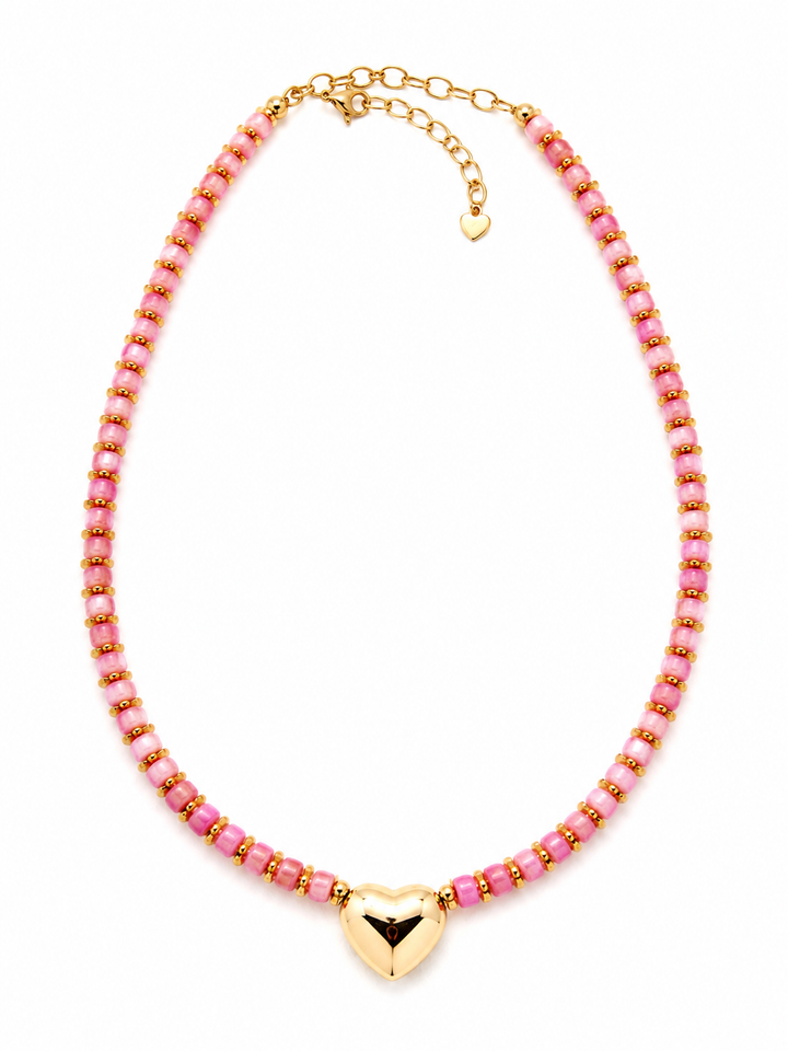 Heart Charm Beaded Necklace
