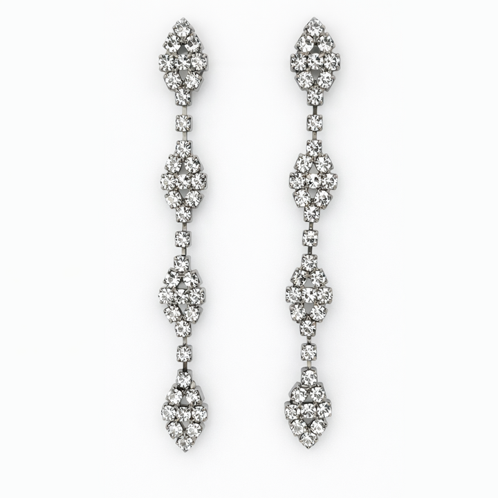 Rhodium Crystal Drop Earrings