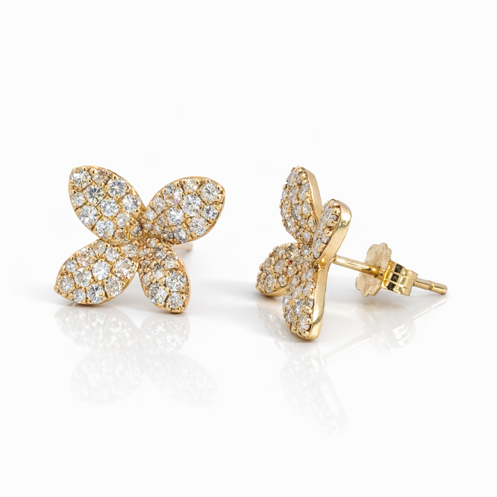 Diamond 4 Petal Flower Studs