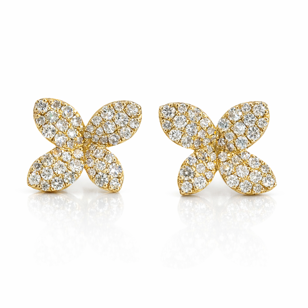 Diamond 4 Petal Flower Studs