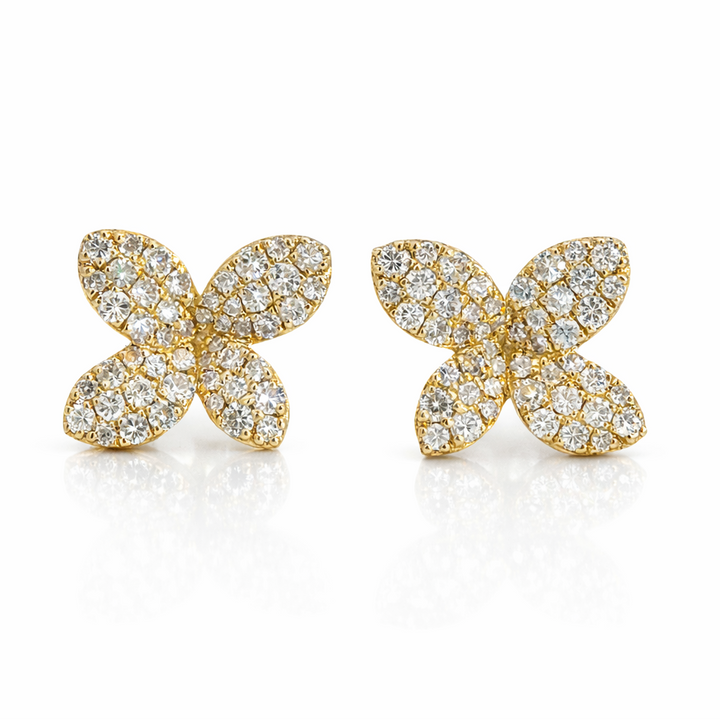 Diamond 4 Petal Flower Studs