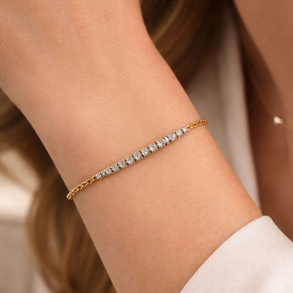 14K Diamond Bar Bracelet