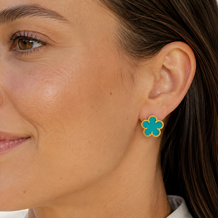 Turquoise Flower Studs (medium)