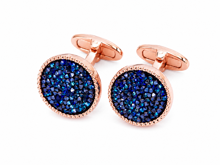 Textured Edge Cufflinks With Crushed Swarovski Crystals