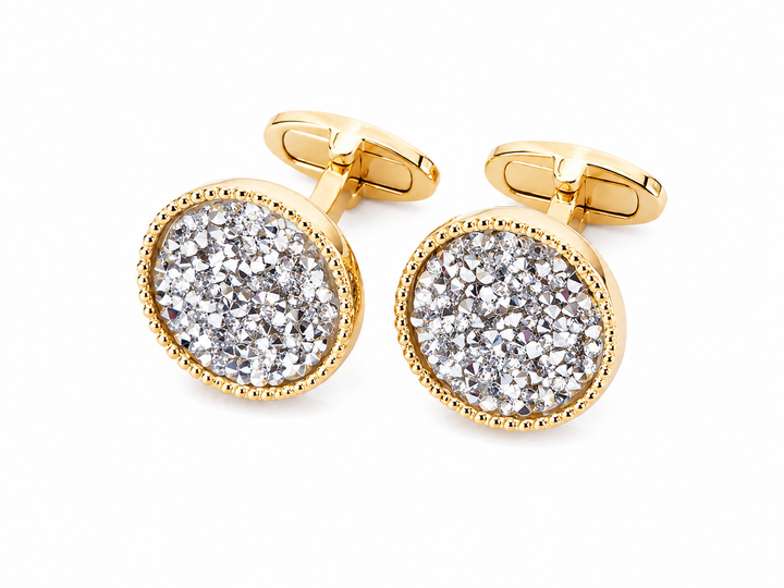 Textured Edge Cufflinks With Crushed Swarovski Crystals