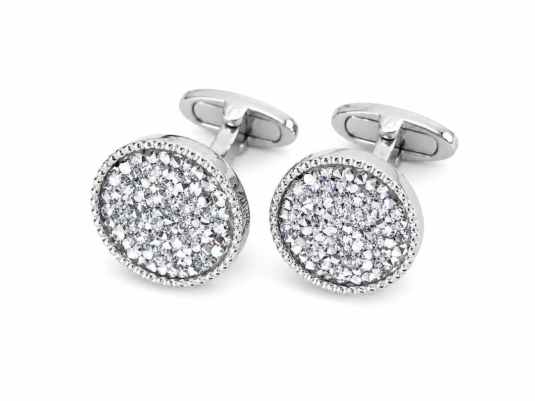 Textured Edge Cufflinks With Crushed Swarovski Crystals