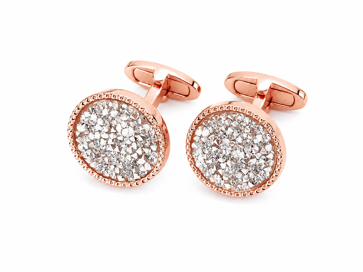 Textured Edge Cufflinks With Crushed Swarovski Crystals