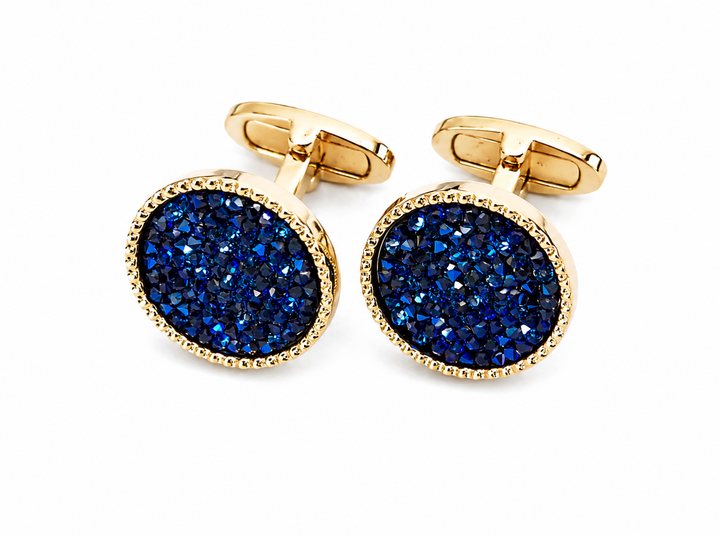 Textured Edge Cufflinks With Crushed Swarovski Crystals