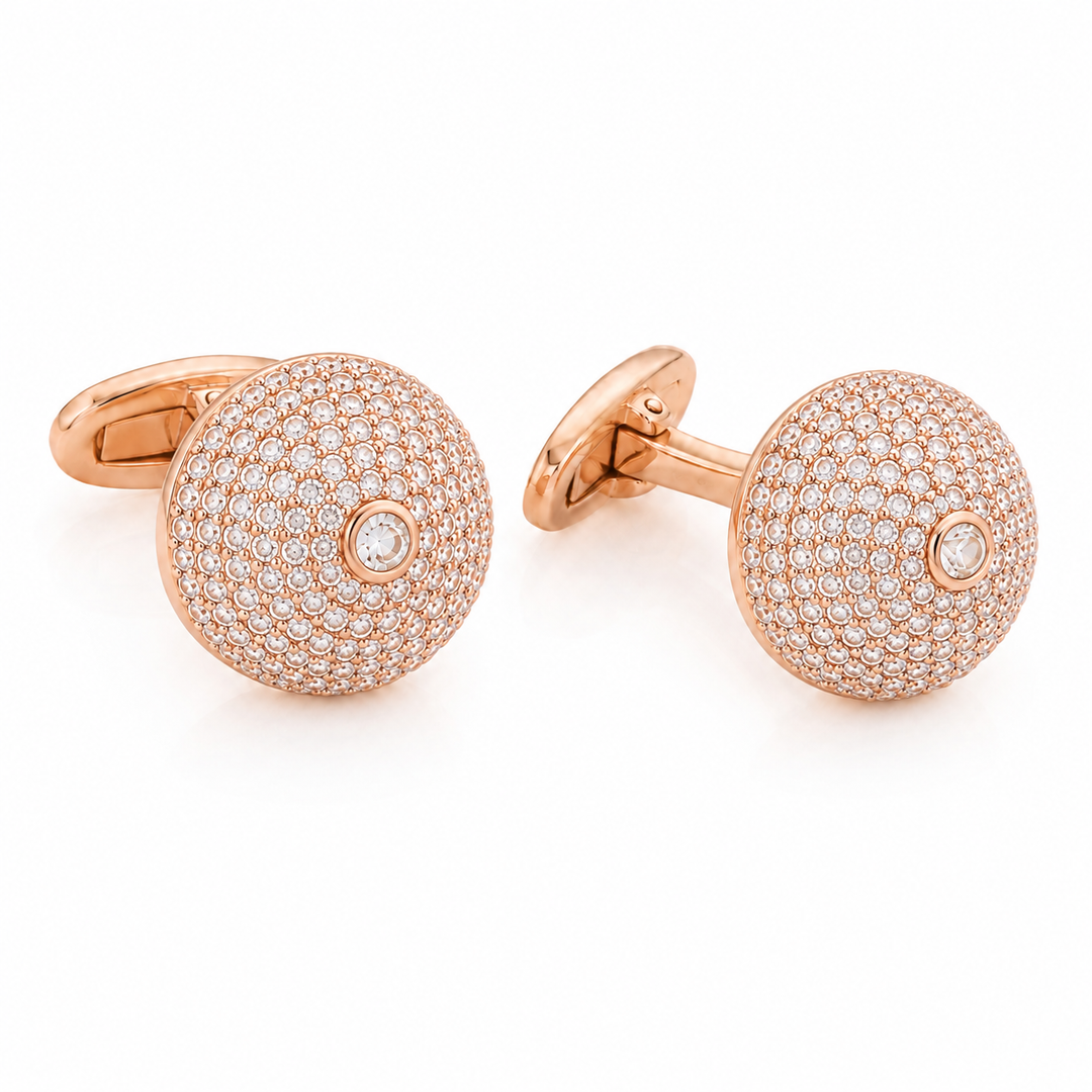 Rounded Ball Cufflinks With Swarovski Crystals