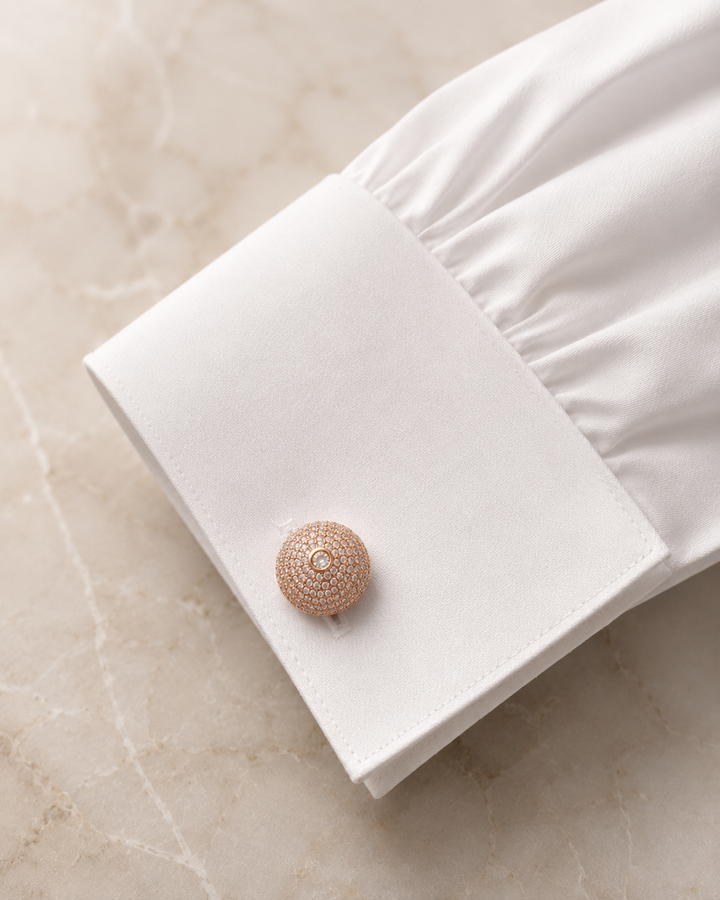 Rounded Ball Cufflinks With Swarovski Crystals