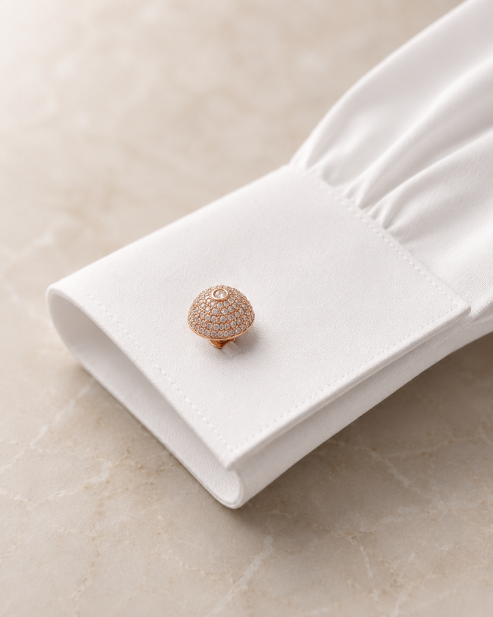 Rounded Ball Cufflinks With Swarovski Crystals