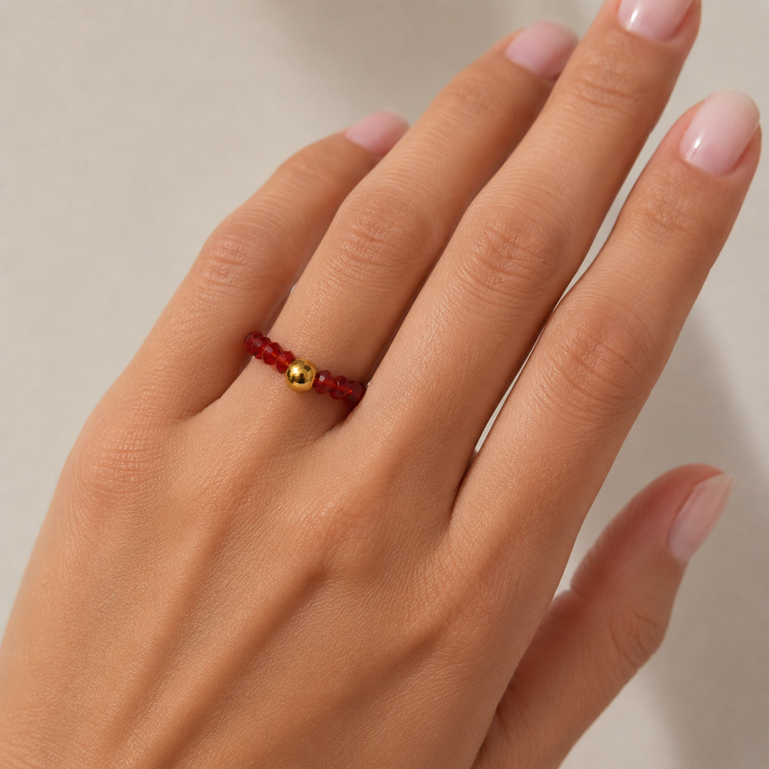 14k Ruby Bead Stretch Ring