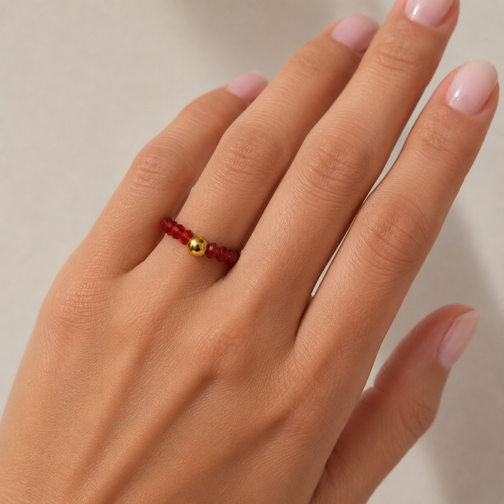 14k Ruby Bead Stretch Ring