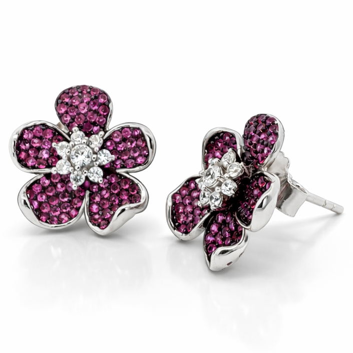 Pink Flower Studs