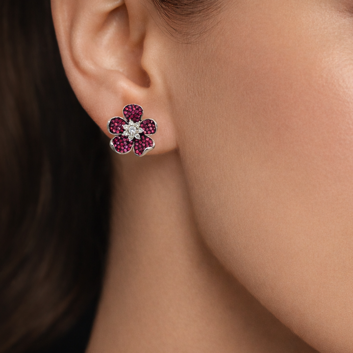 Pink Flower Studs