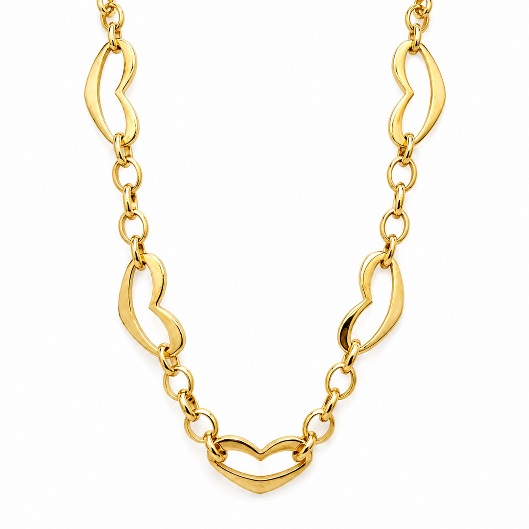 Oval Chain With Heart Accent Necklace
