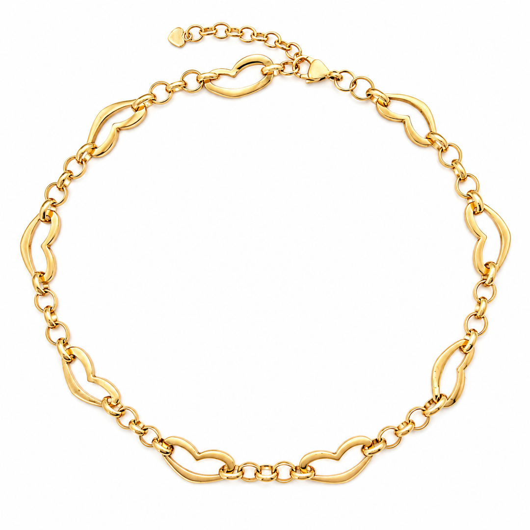 Oval Chain With Heart Accent Necklace