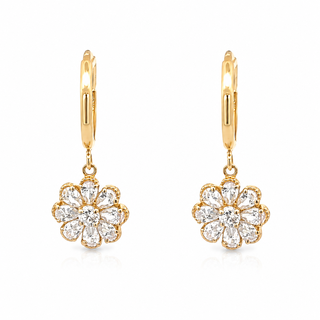 14K Flower Huggie