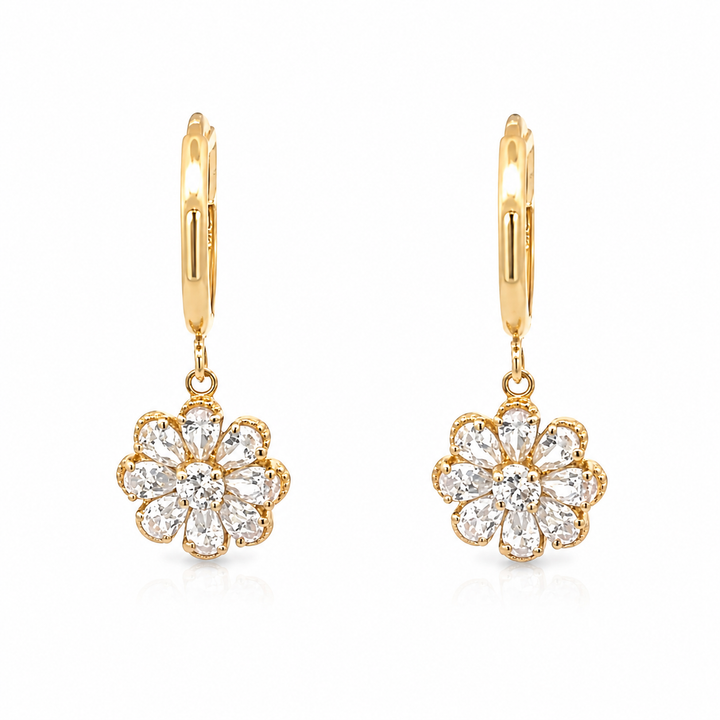 14K Flower Huggie