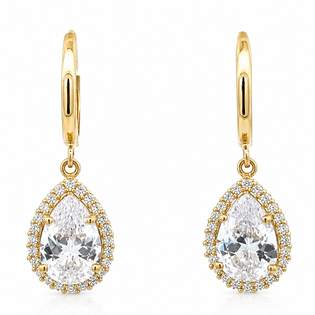 14K Gold Teardrop Huggie Earrings