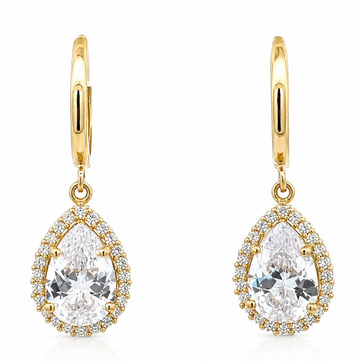 14K Gold Teardrop Huggie Earrings