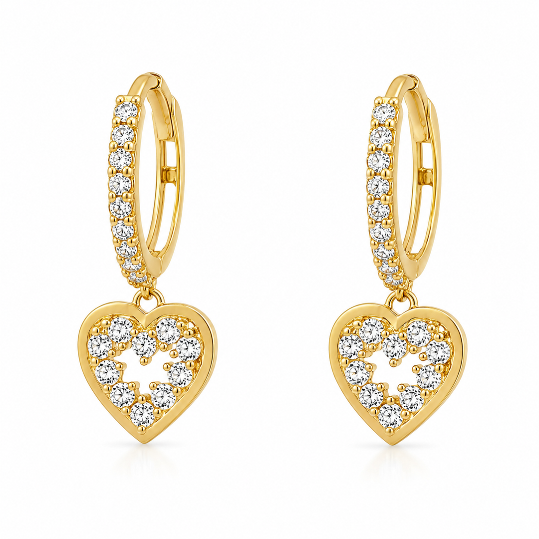 14K Gold Dangling Heart Huggie (Kids)