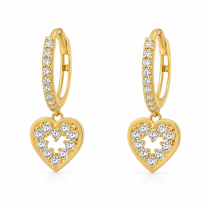 14K Gold Dangling Heart Huggie (Kids)