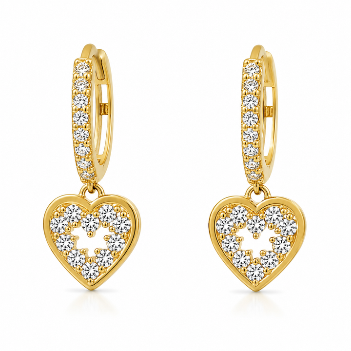 14K Gold Dangling Heart Huggie (Kids)
