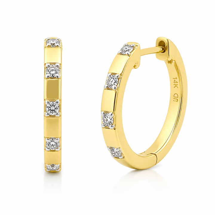 14k Gold Dainty Diamond Huggie