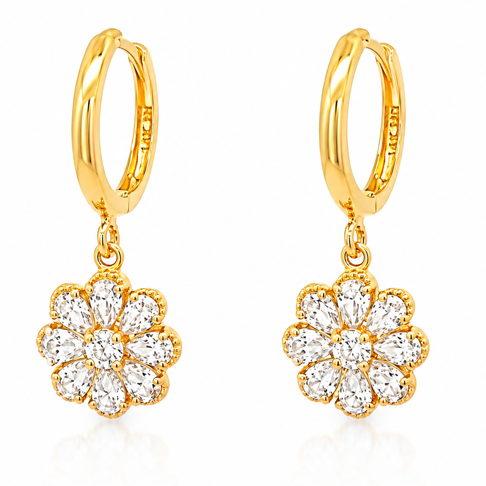 14K Flower Huggie