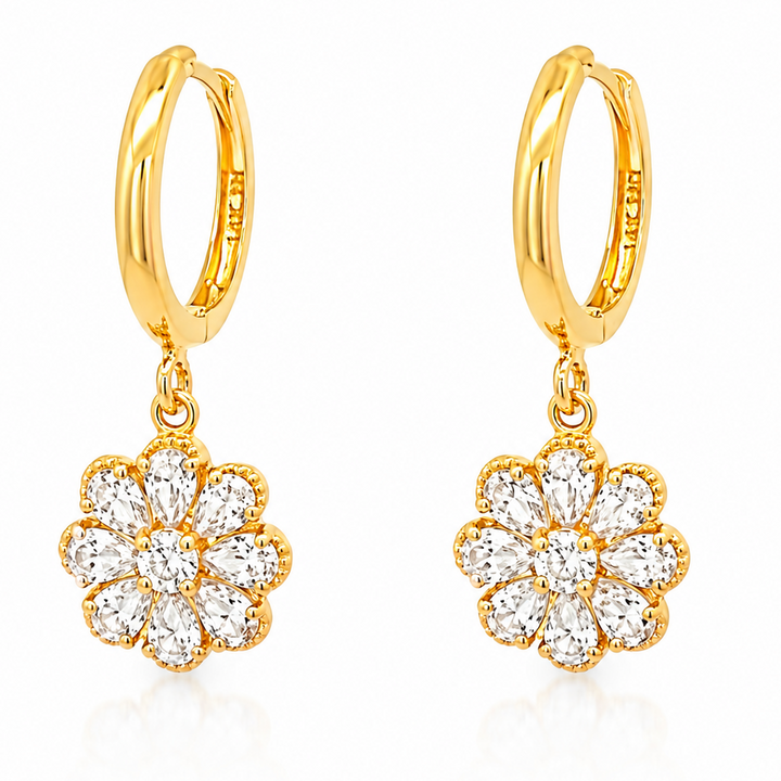 14K Flower Huggie